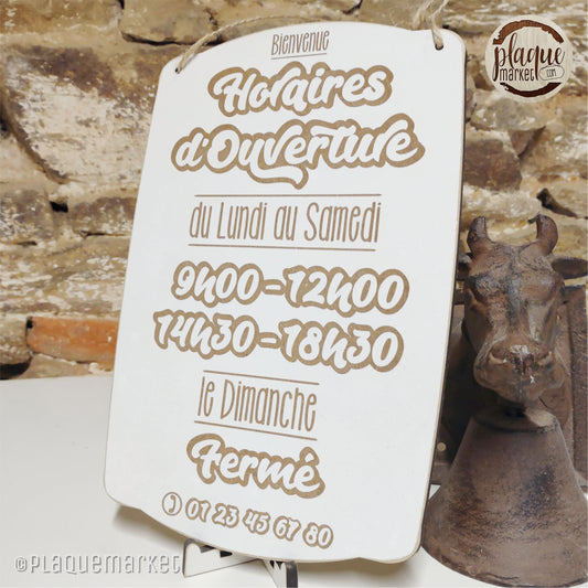 Horaires d'Ouverture Plaque de PlaqueMarket