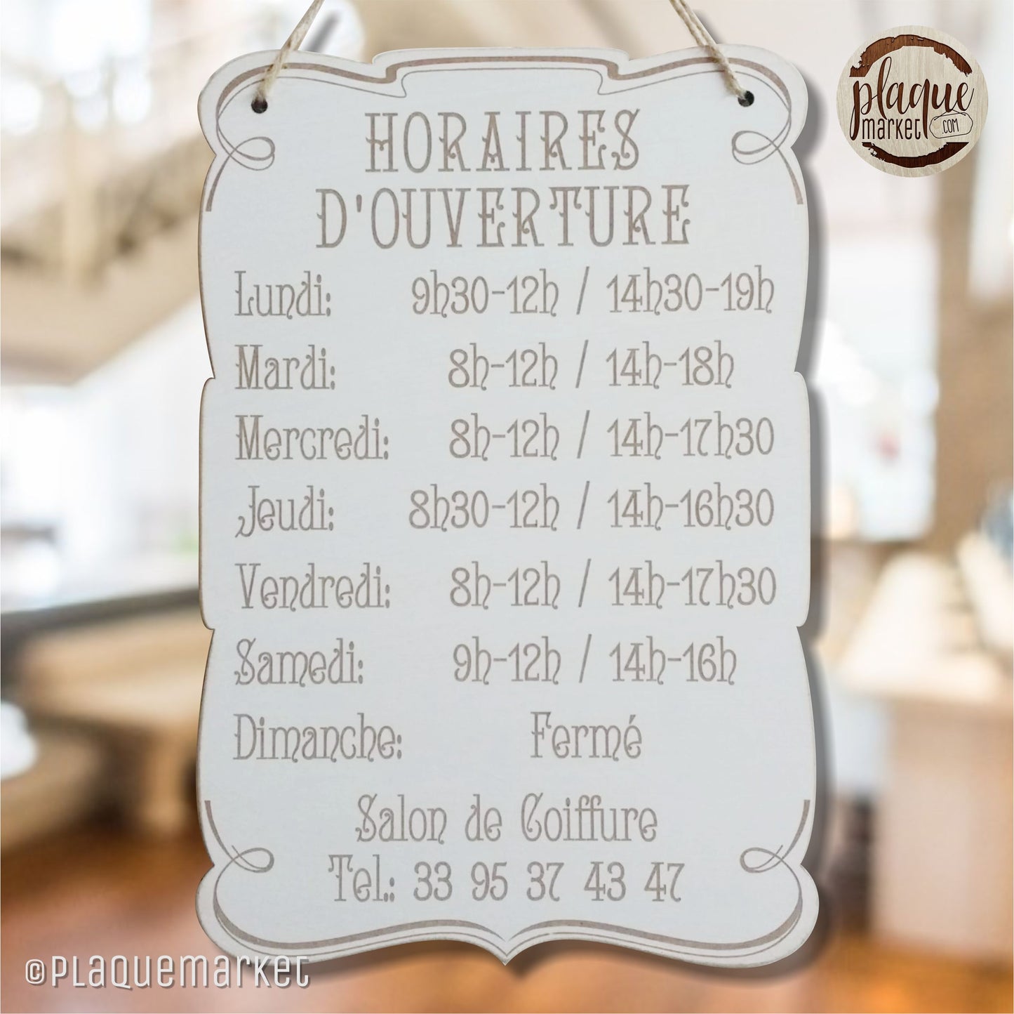 Horaires d'Ouverture Panneau de PlaqueMarket