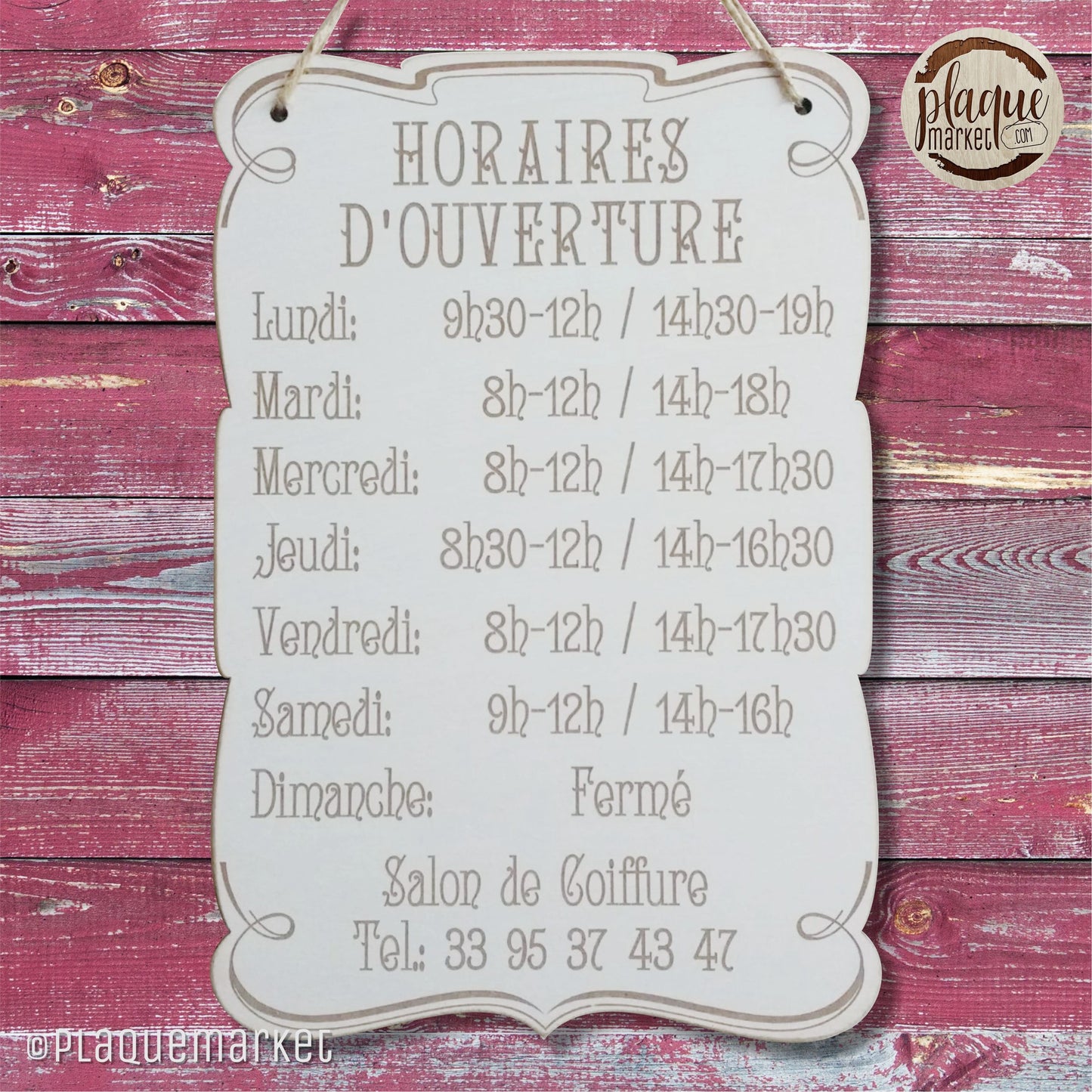 Horaires d'Ouverture Panneau de PlaqueMarket