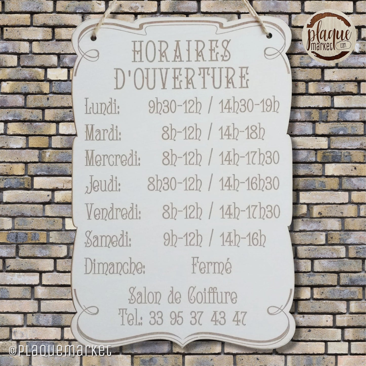 Horaires d'Ouverture Panneau de PlaqueMarket