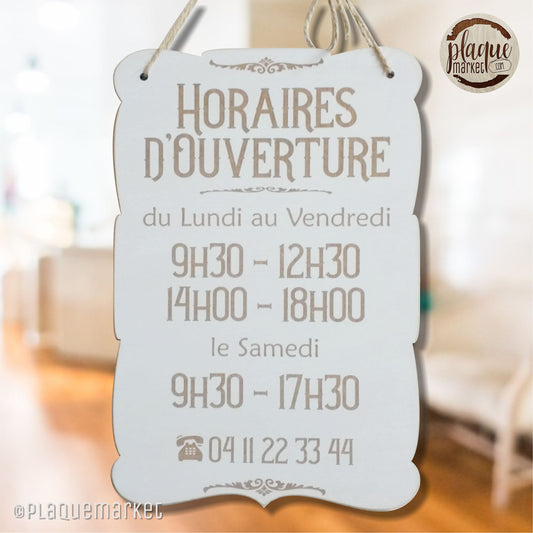 Horaires d'Ouverture Panneau de PlaqueMarket