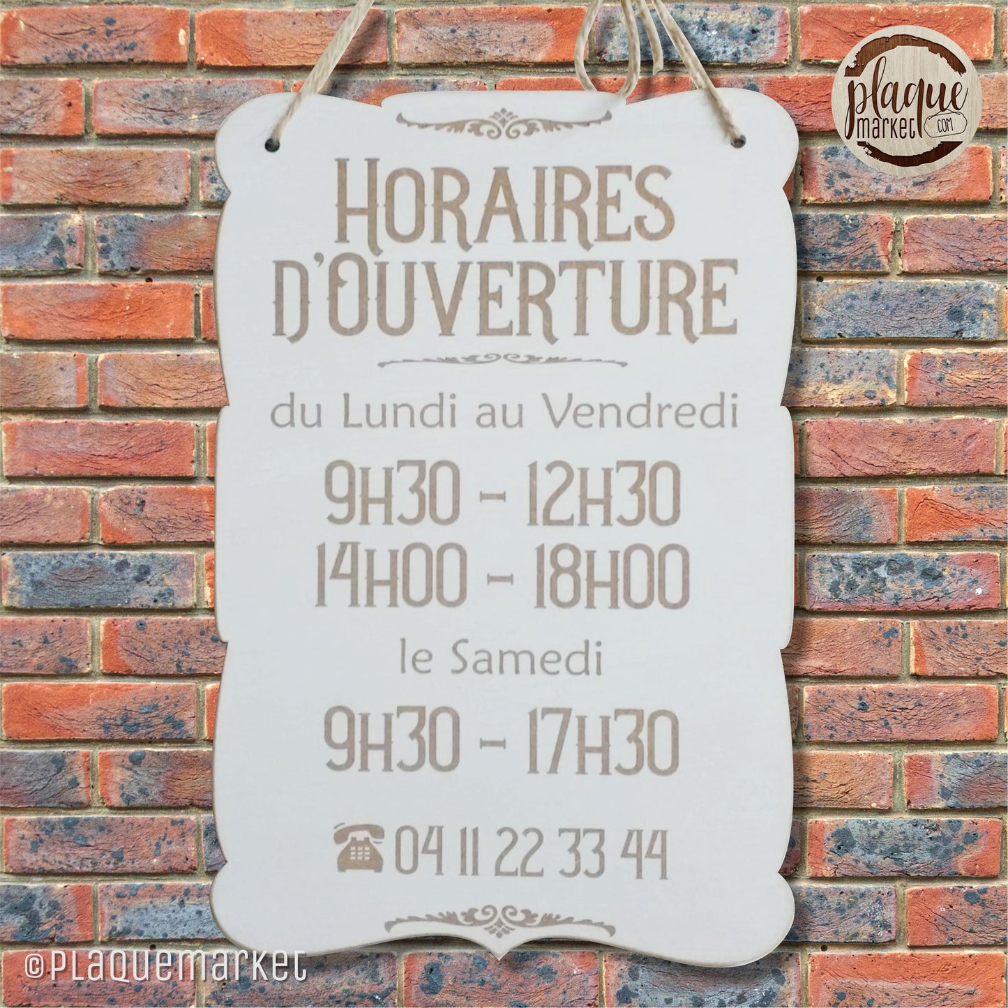 Horaires d'Ouverture Panneau de PlaqueMarket