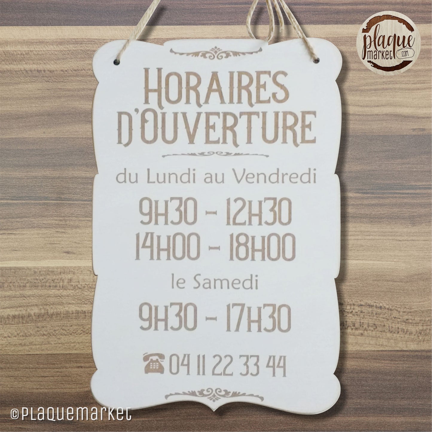 Horaires d'Ouverture Panneau de PlaqueMarket