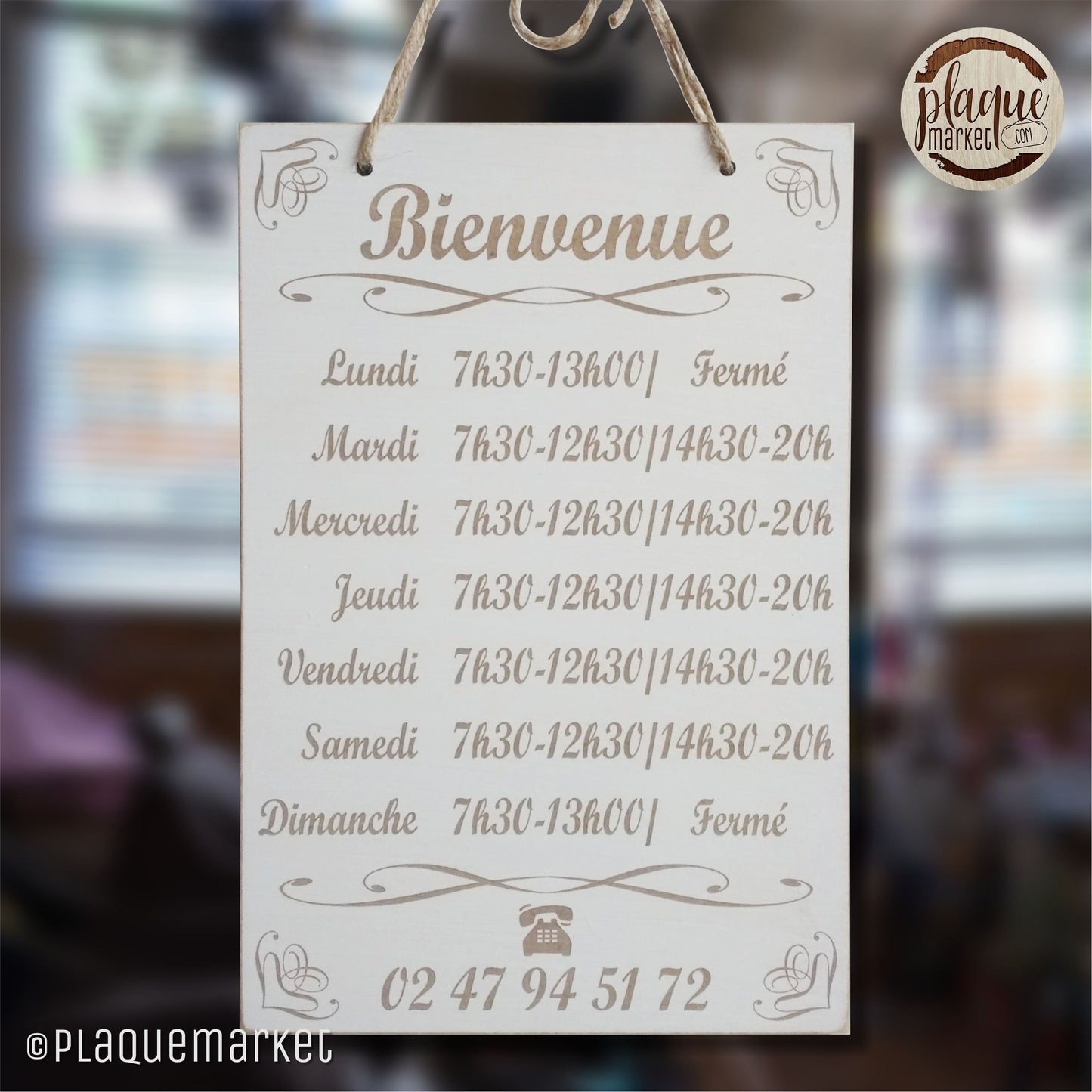 Horaires d'Ouverture Panneau de PlaqueMarket