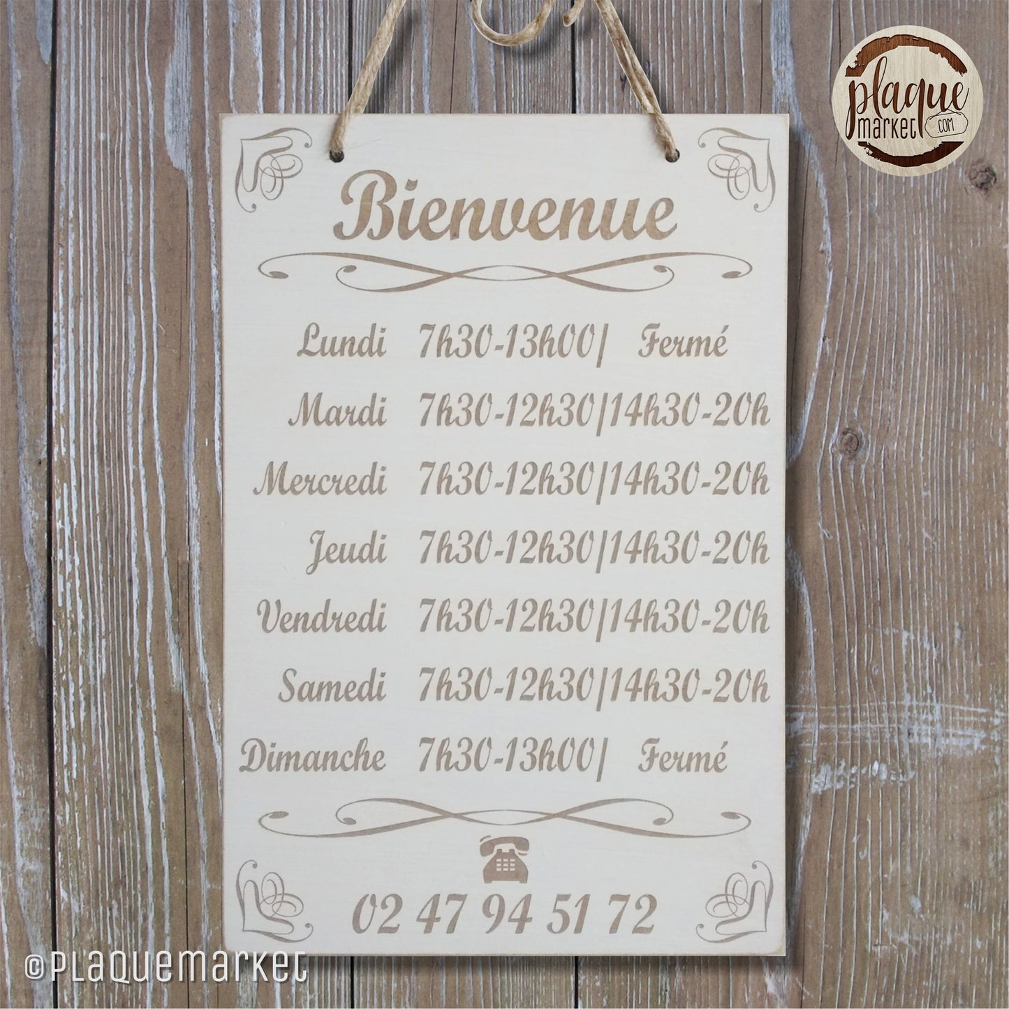 Horaires d'Ouverture Panneau de PlaqueMarket