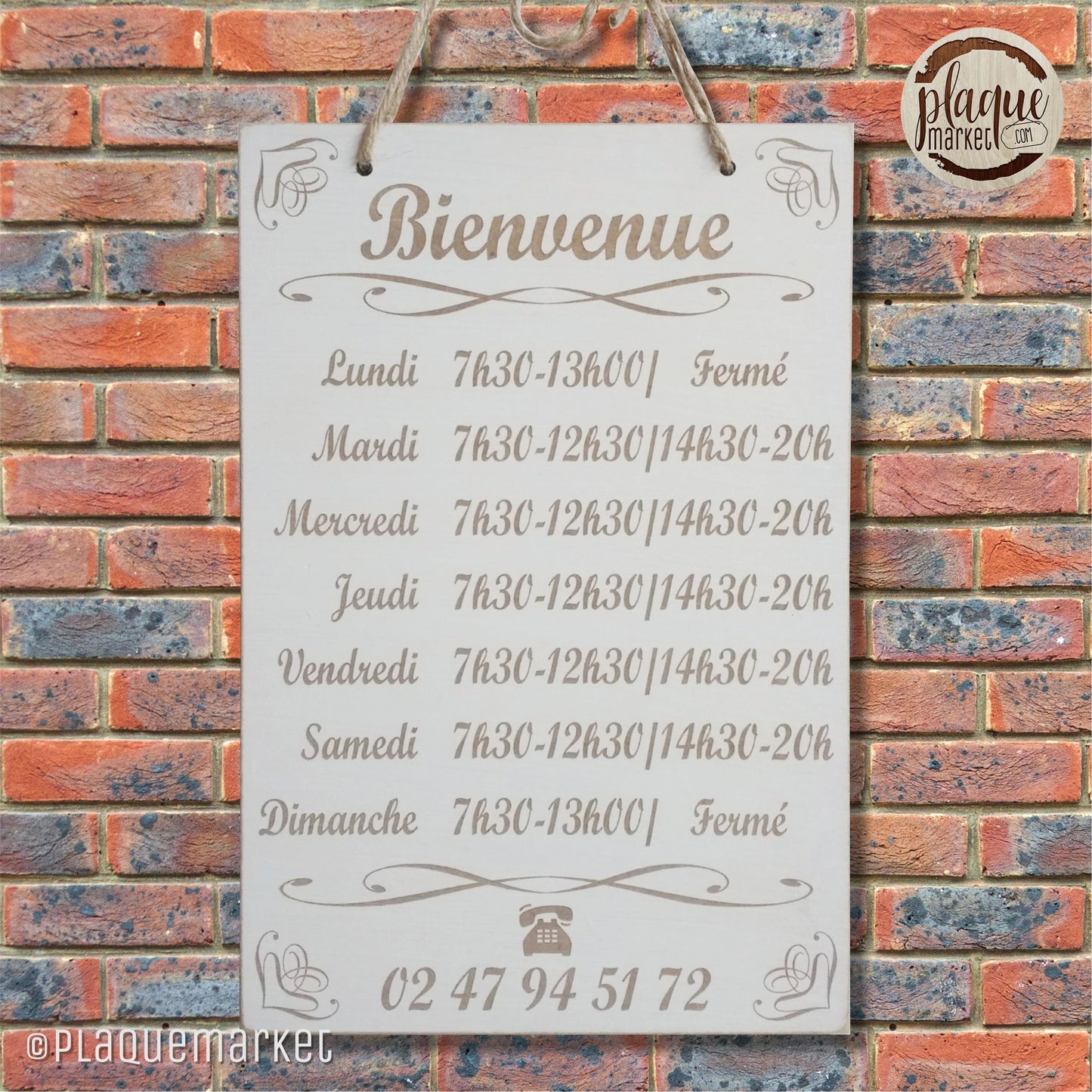 Horaires d'Ouverture Panneau de PlaqueMarket