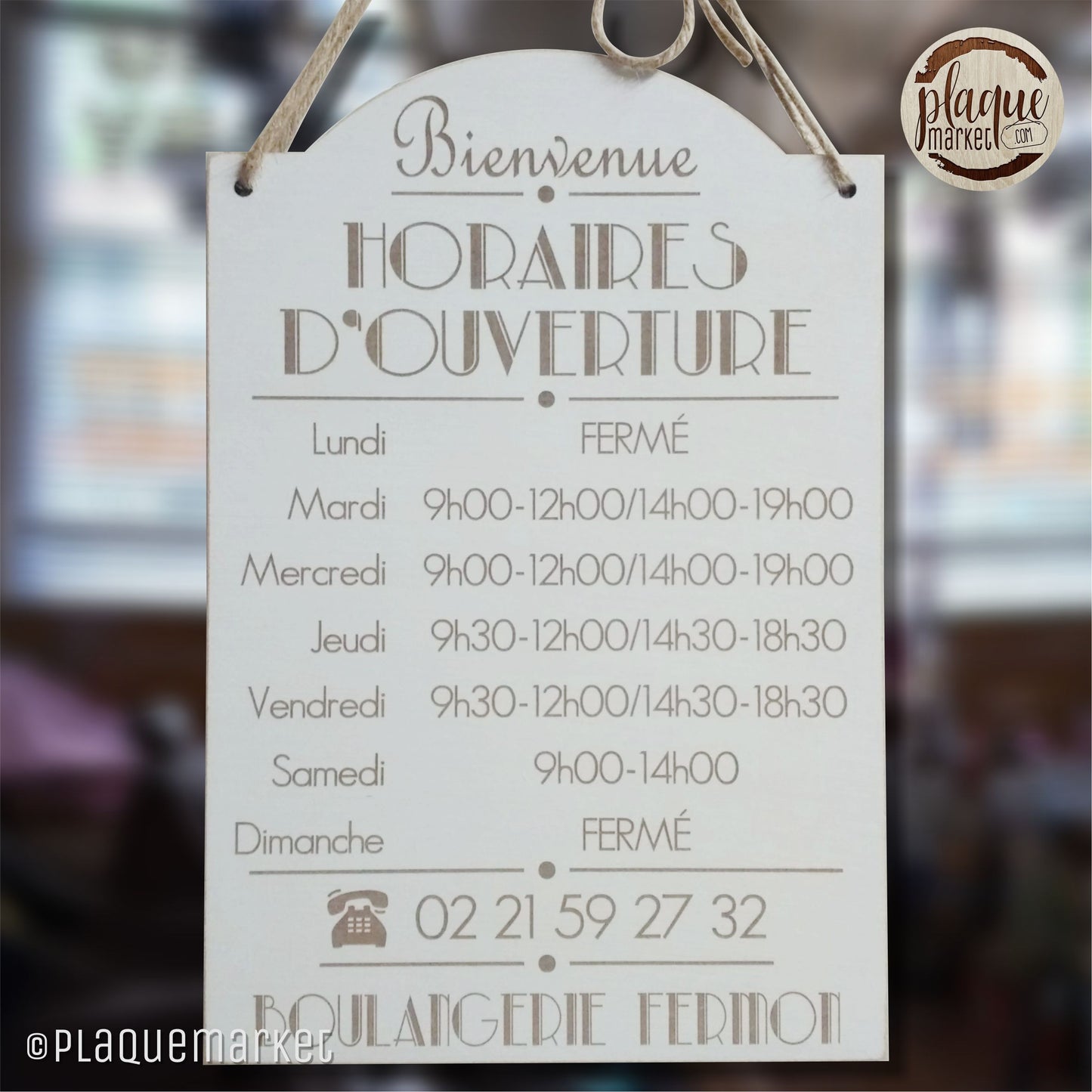 Horaires d'Ouverture Plaque de PlaqueMarket