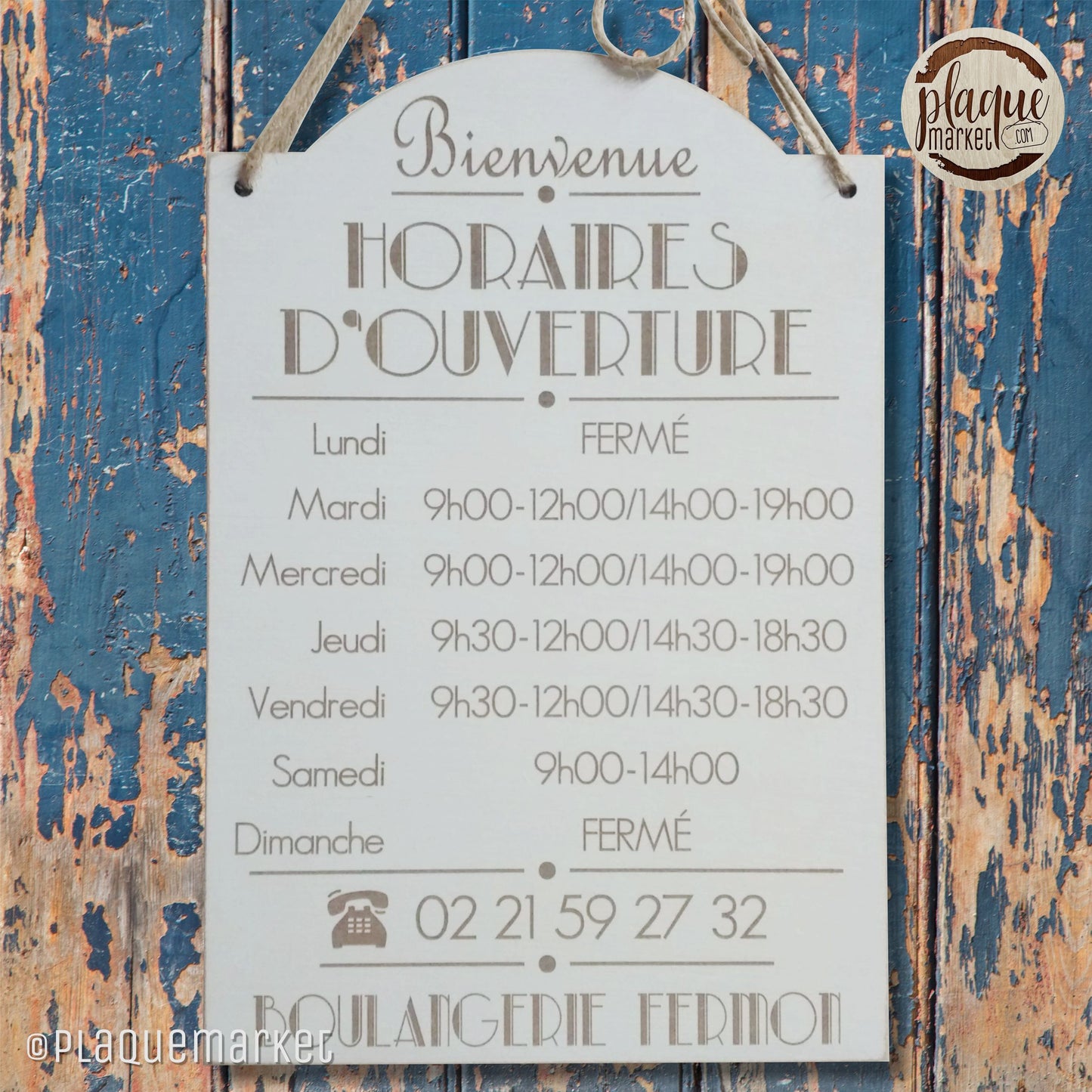Horaires d'Ouverture Plaque de PlaqueMarket