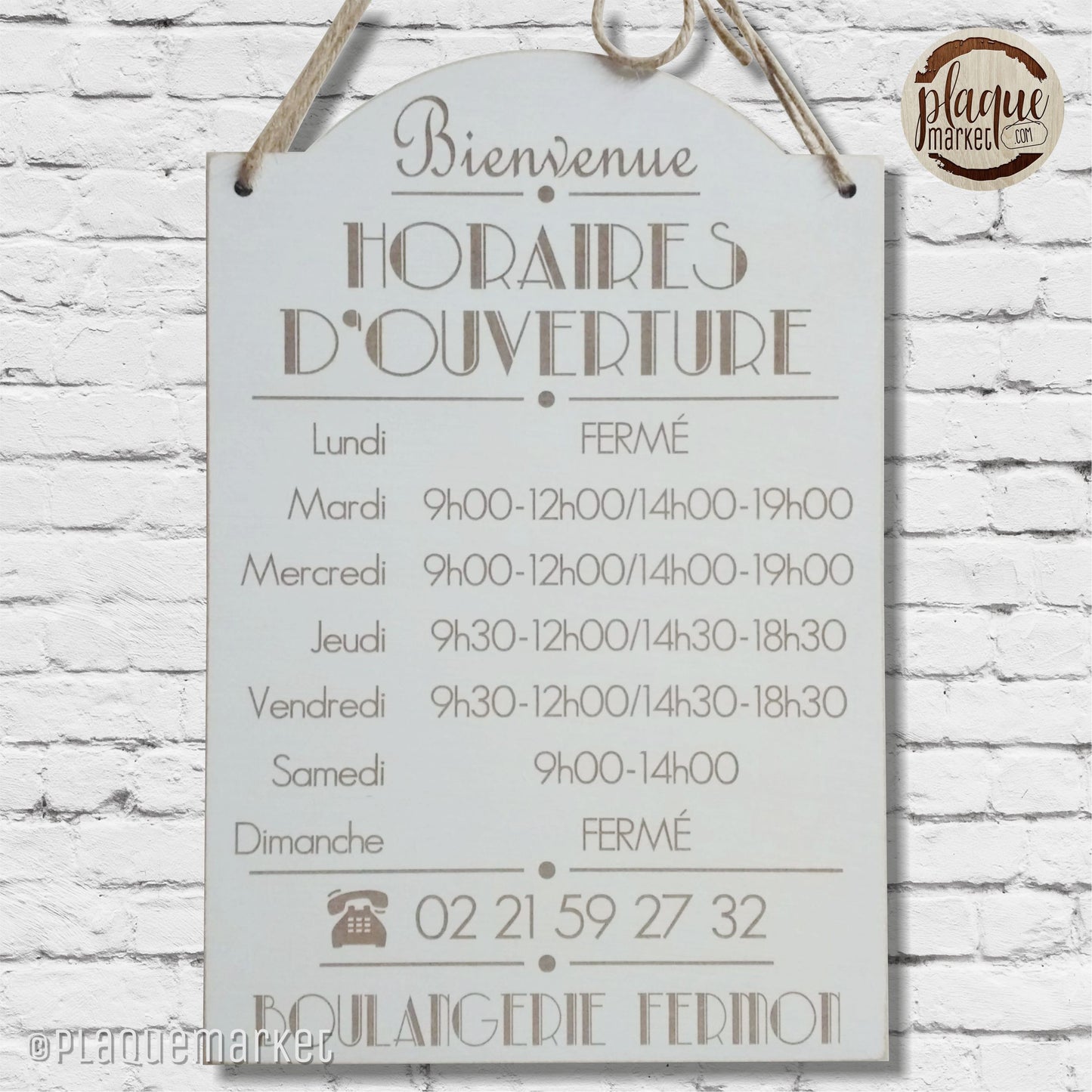 Horaires d'Ouverture Plaque de PlaqueMarket