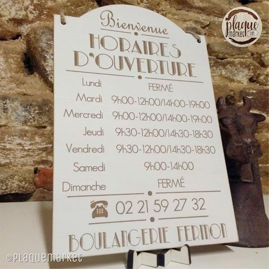 Horaires d'Ouverture Plaque de PlaqueMarket