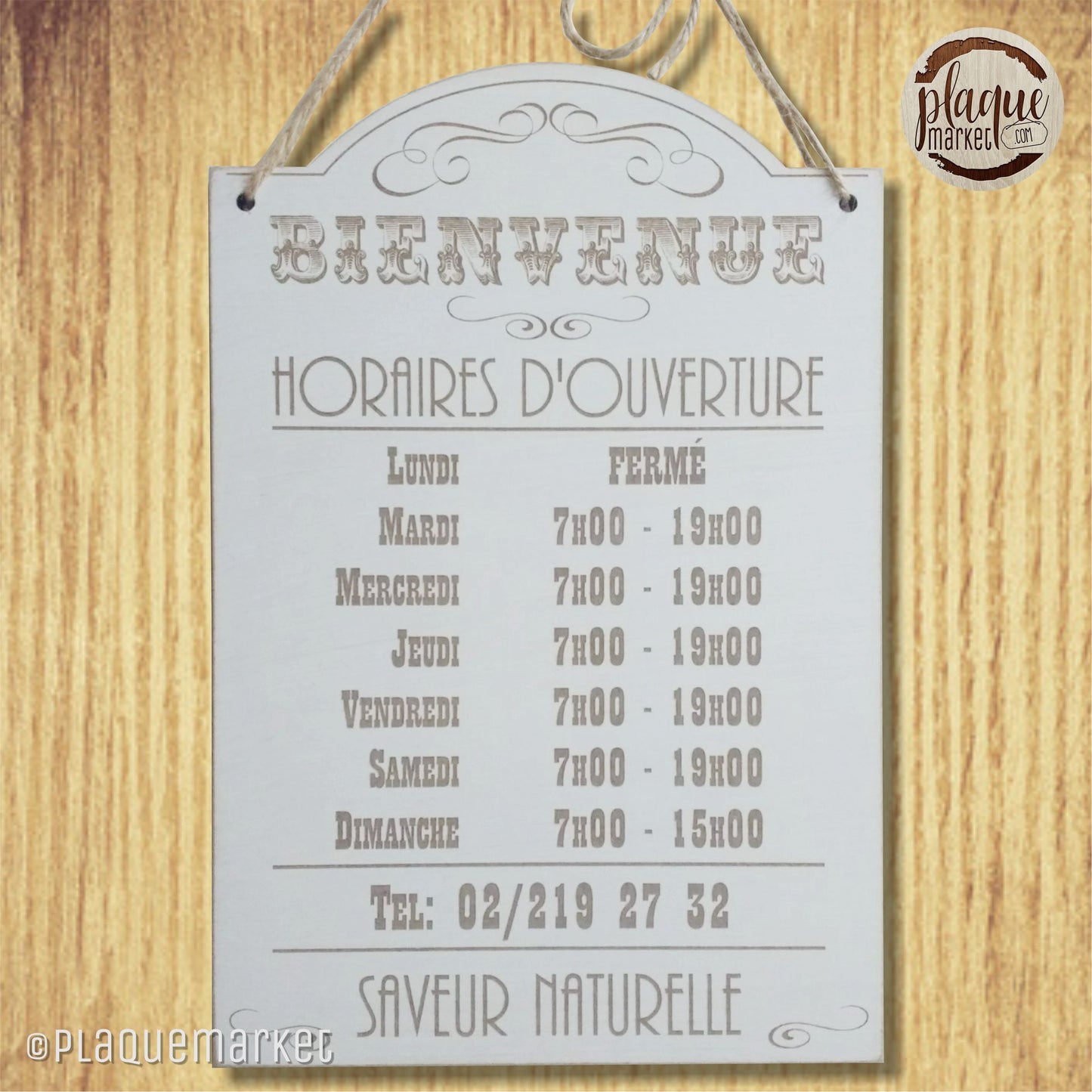 Horaires d'Ouverture Plaque de PlaqueMarket