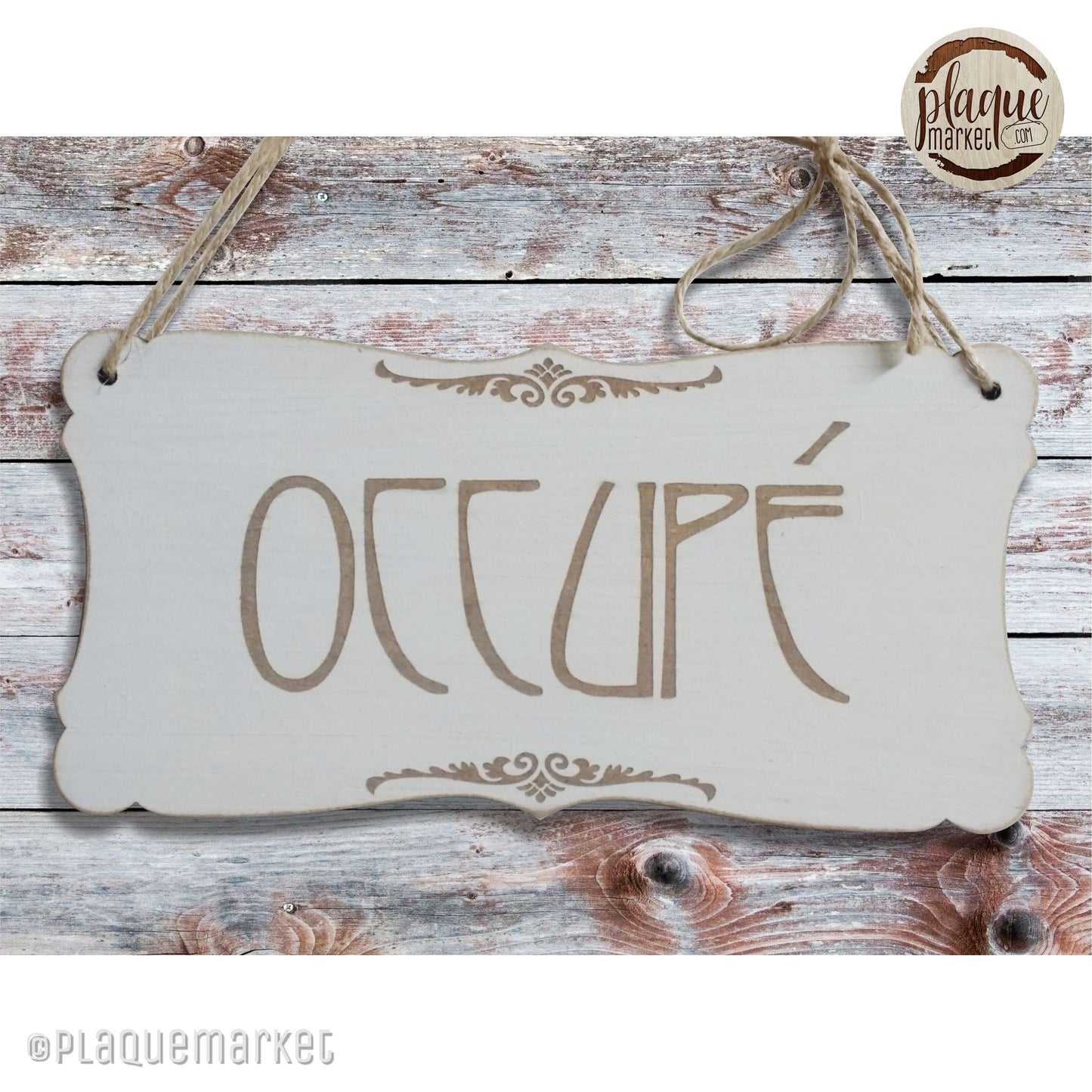 Libre / Occupé Plaque de Porte en Bois 3