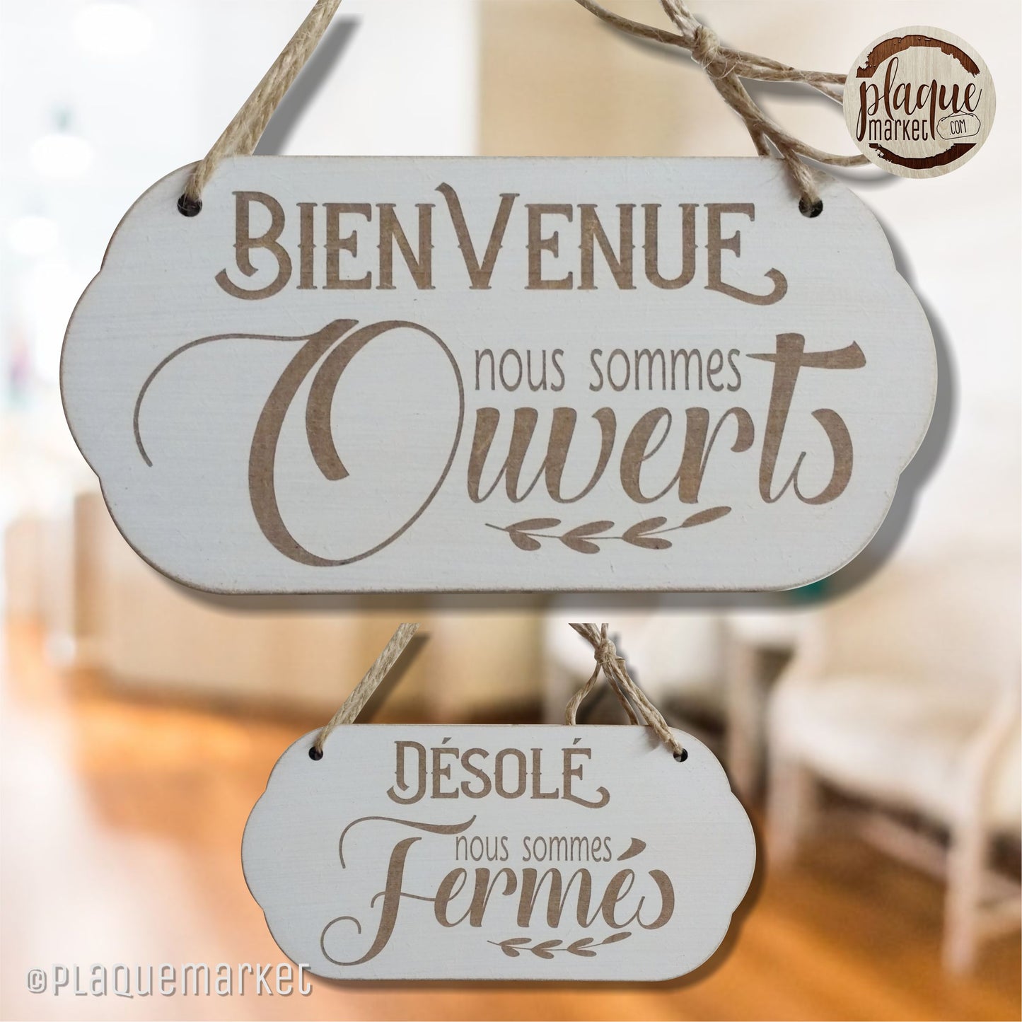 Bienvenue Ouvert Fermé Plaque de PlaqueMarket