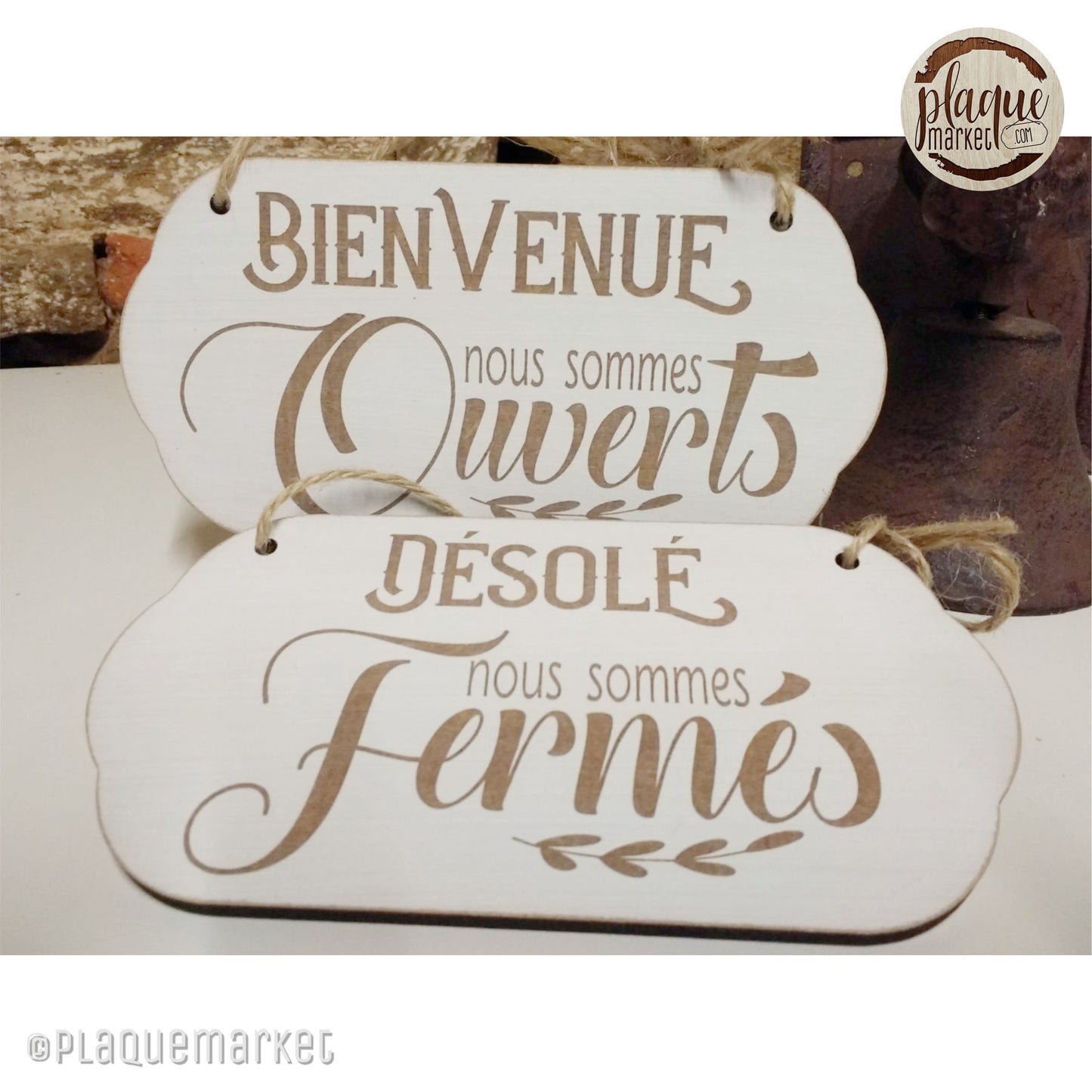 Bienvenue Ouvert Fermé Plaque de PlaqueMarket