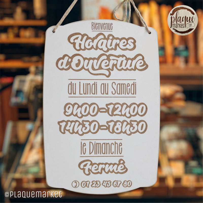 Horaires d'Ouverture Plaque de PlaqueMarket