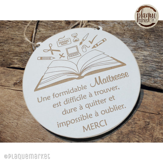 Plaque de Remerciement au Maitresse