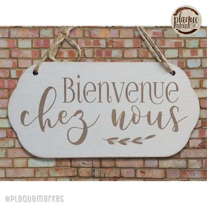 Bienvenue chez nous plaque  en bois de PlaqueMarket